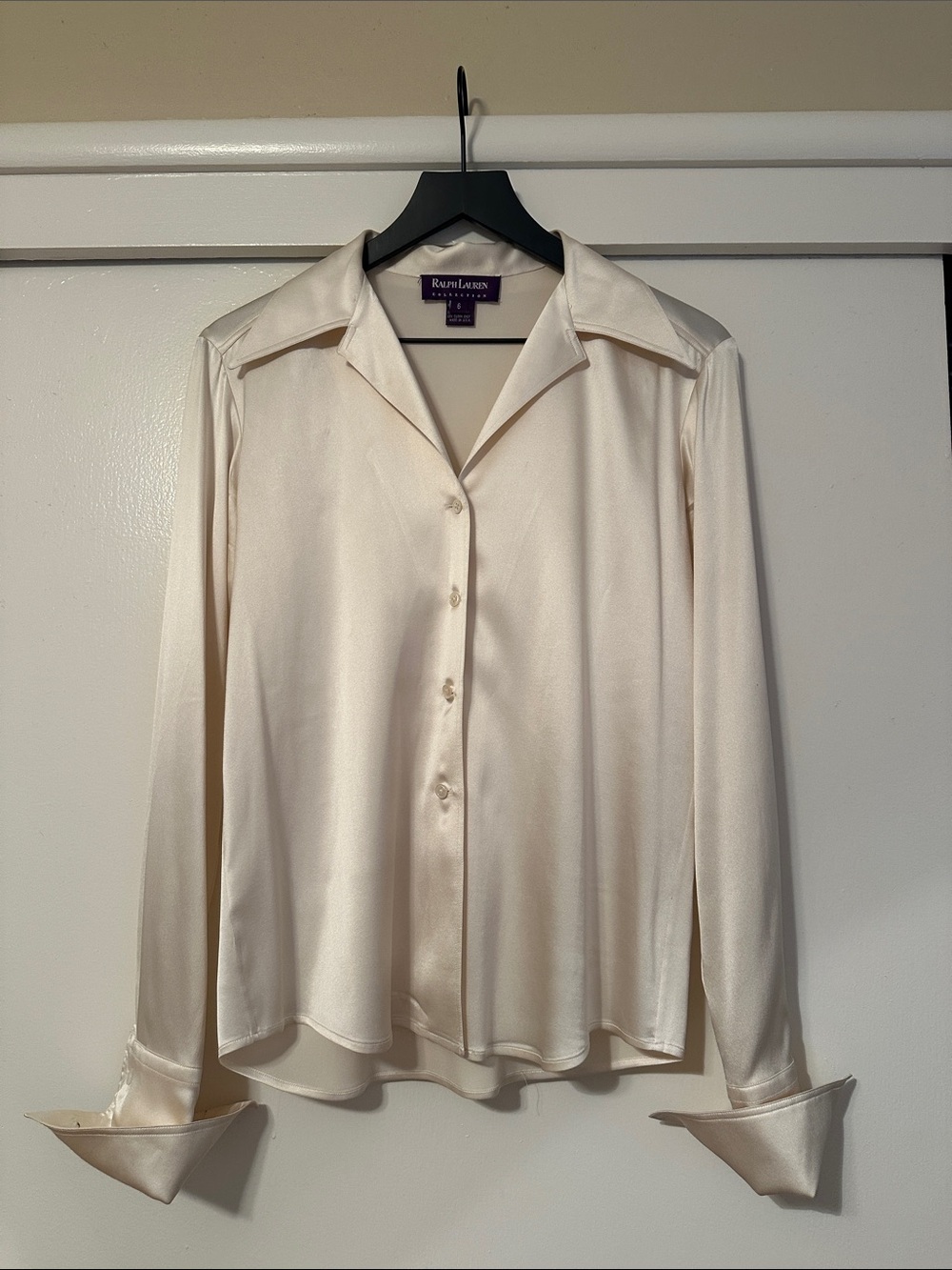 Ralph Lauren Purple Label Cream Silk Button-Up Blouse